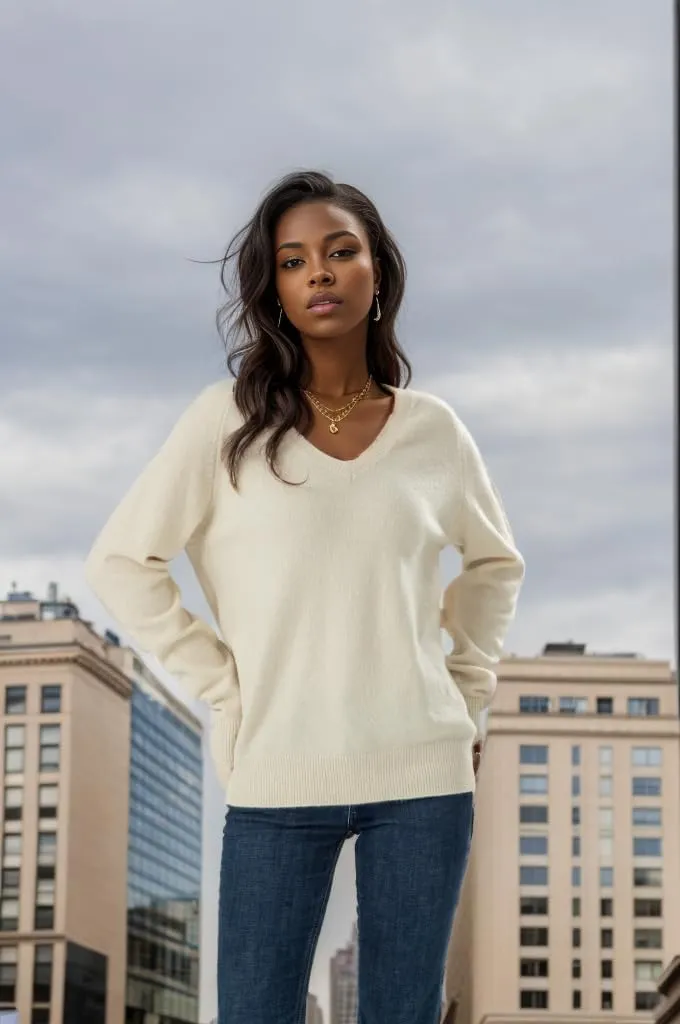 Simple&Opulence Women’s V Neck Sweaters Long Sleeve Ribbed Soft Knit Pullover Cozy Lightweight Casual Tops