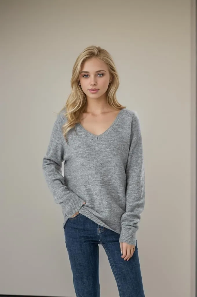 Simple&Opulence Women’s V Neck Sweaters Long Sleeve Ribbed Soft Knit Pullover Cozy Lightweight Casual Tops