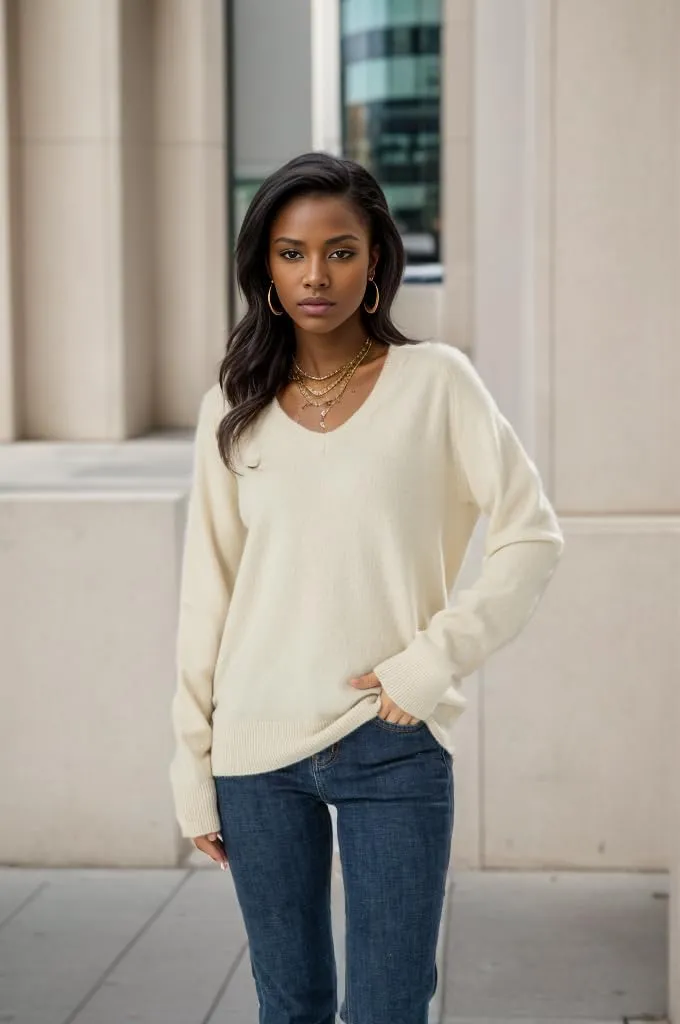 Simple&Opulence Women’s V Neck Sweaters Long Sleeve Ribbed Soft Knit Pullover Cozy Lightweight Casual Tops