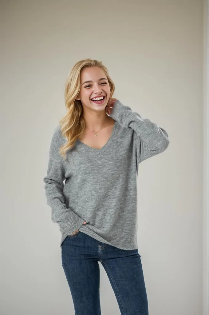 Simple&Opulence Women’s V Neck Sweaters Long Sleeve Ribbed Soft Knit Pullover Cozy Lightweight Casual Tops