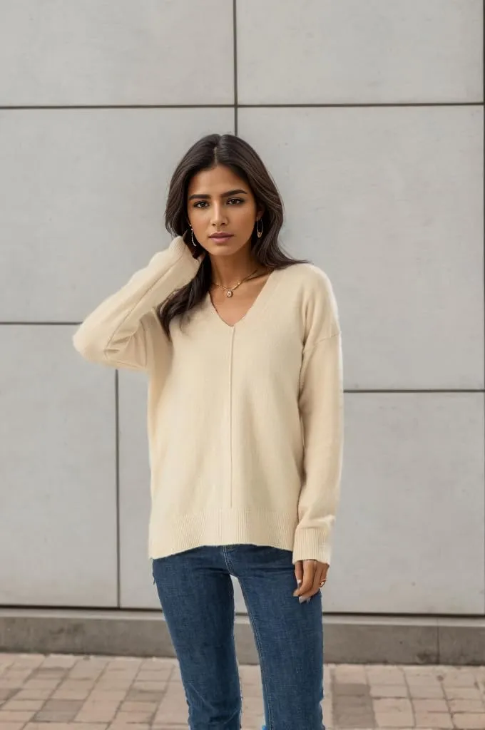 Simple&Opulence Women’s V Neck Sweaters Long Sleeve Ribbed Soft Knit Pullover Cozy Lightweight Casual Tops