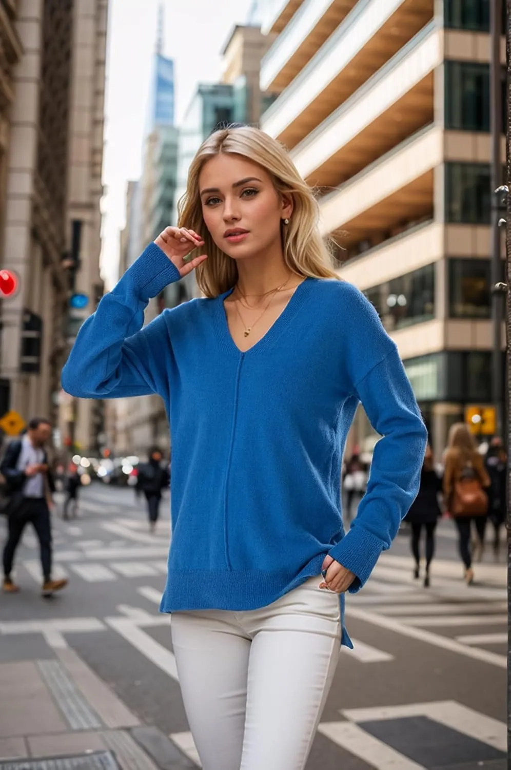 Simple&Opulence Women’s V Neck Sweaters Long Sleeve Ribbed Soft Knit Pullover Cozy Lightweight Casual Tops