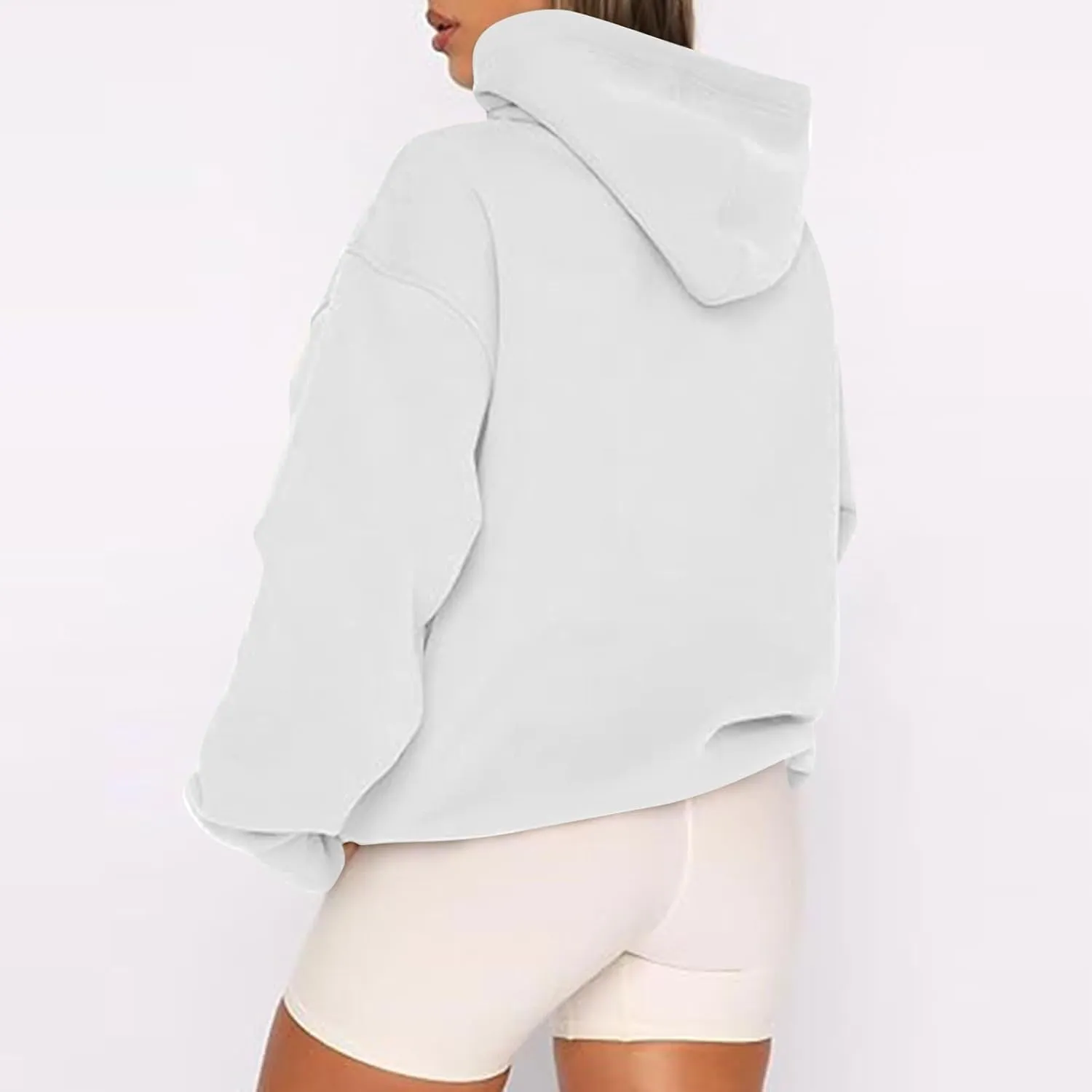 slqdgmryz Zip Up Hoodie Women Drawstring Oversized Sweatshirt Zipped Cute Hoodies Y2k Workout Fleece Jacket with Pockets