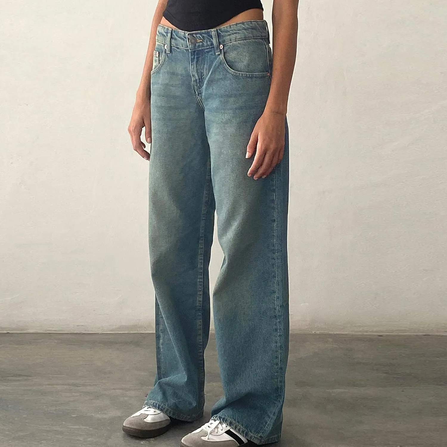 SMIDOW Women's High Waisted Flare Jeans with Belt Bootcut Stretchy Denim Pants Full Length Wide-Leg Denim Pants