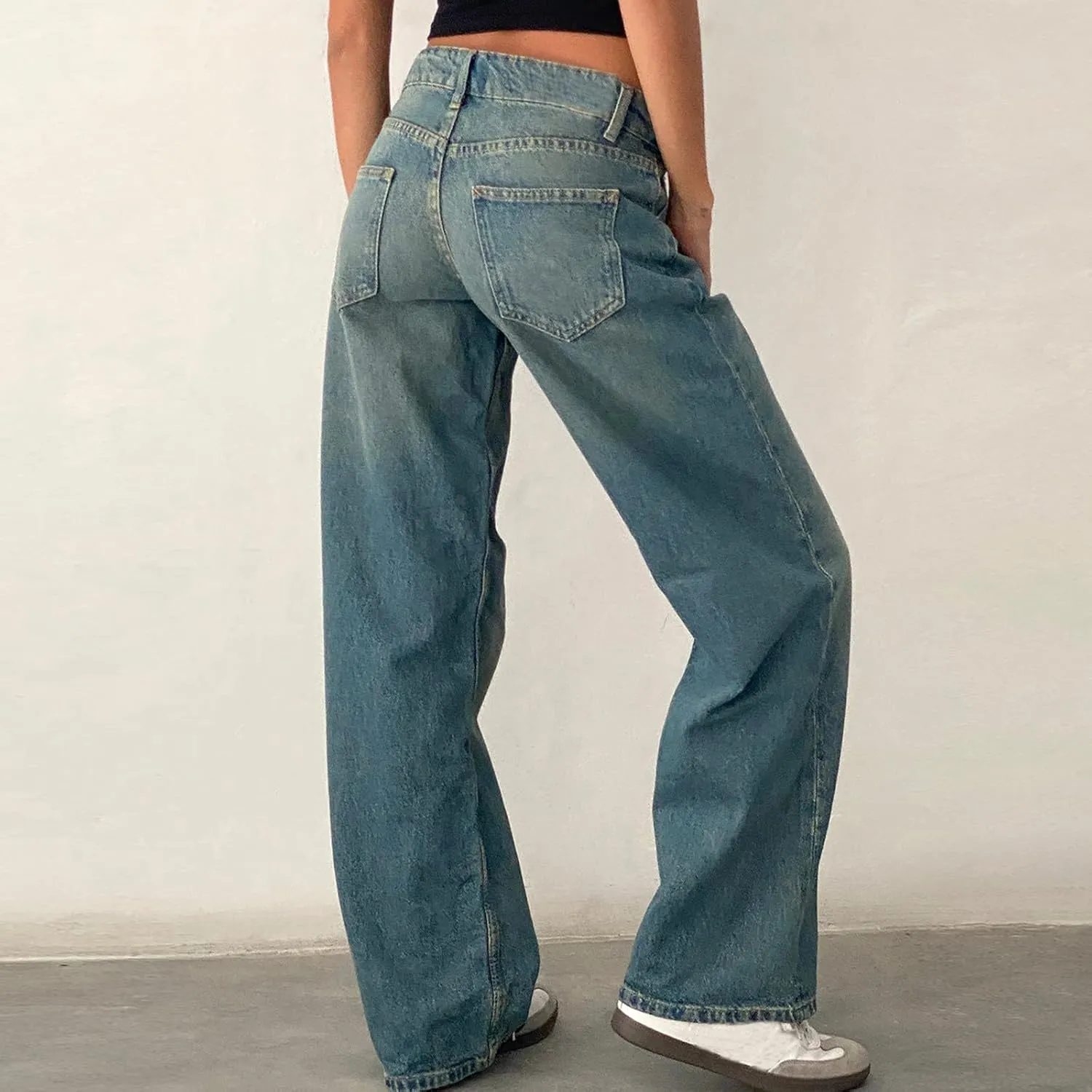 SMIDOW Women's High Waisted Flare Jeans with Belt Bootcut Stretchy Denim Pants Full Length Wide-Leg Denim Pants