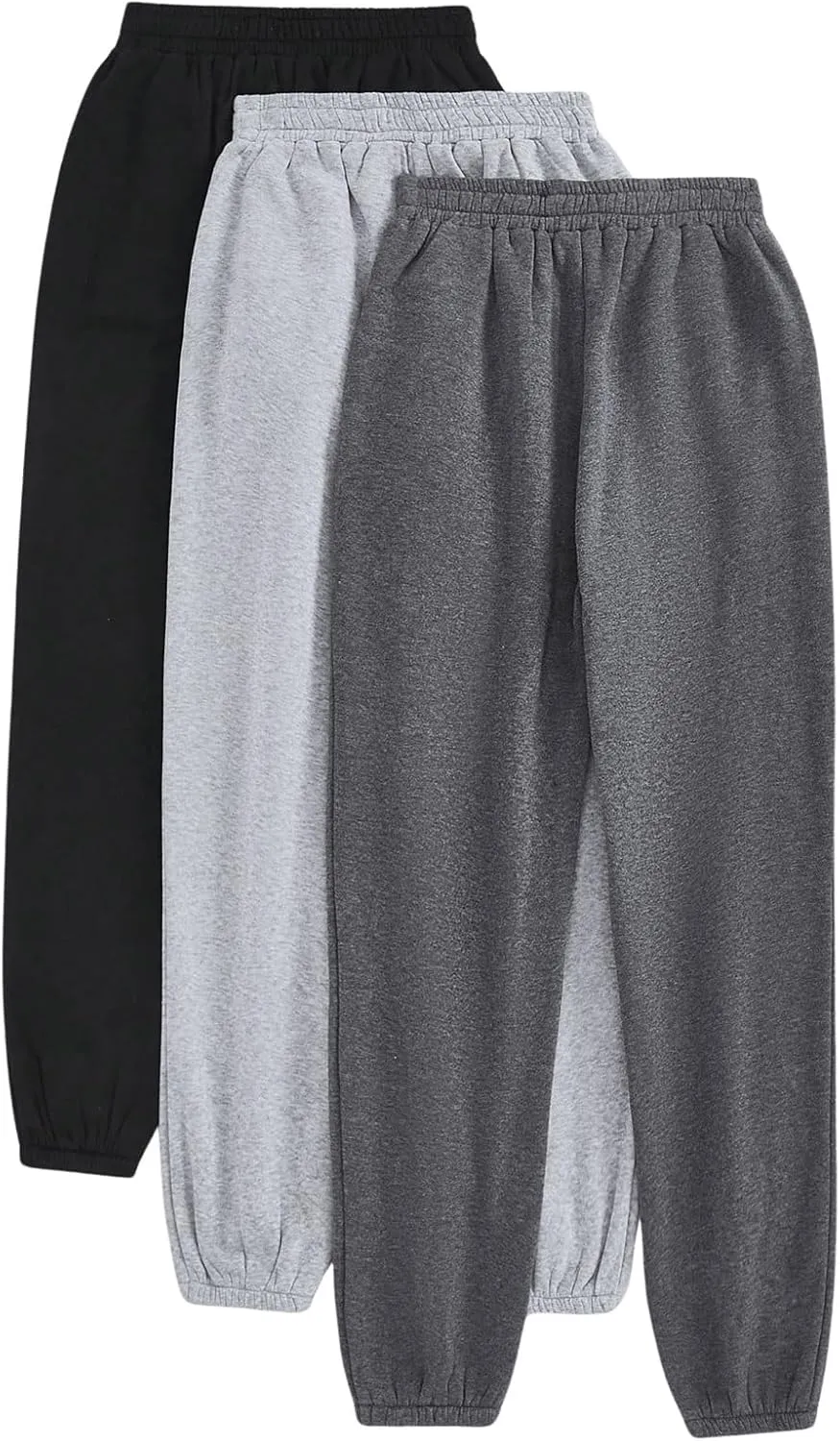 SOLY HUX Women's Athletic Sweatshirts 3 Packs Elastic Waist Joggers Workout Running Long Pants