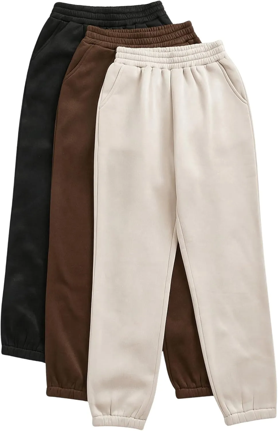 SOLY HUX Women's Athletic Sweatshirts 3 Packs Elastic Waist Joggers Workout Running Long Pants
