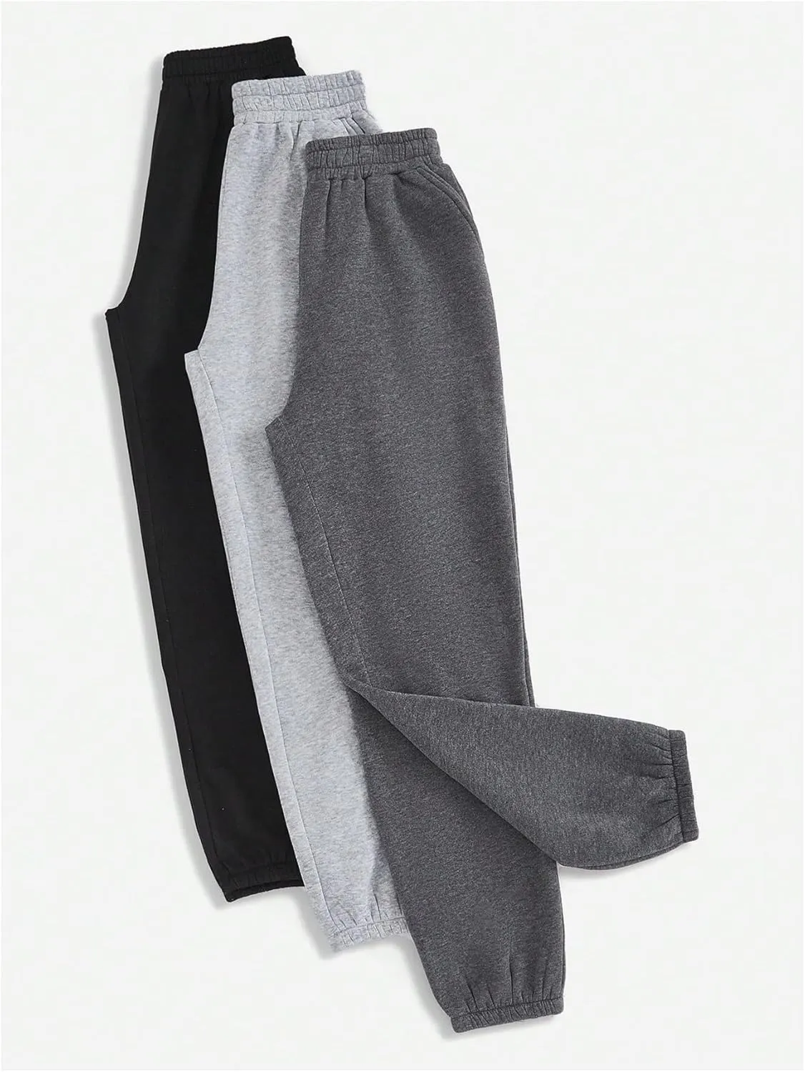 SOLY HUX Women's Athletic Sweatshirts 3 Packs Elastic Waist Joggers Workout Running Long Pants