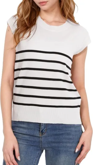 Spicy Sandia Women's Lightweight Long Sleeve Crew Neck Sweaters Striped Casual Knit Pullover Tops