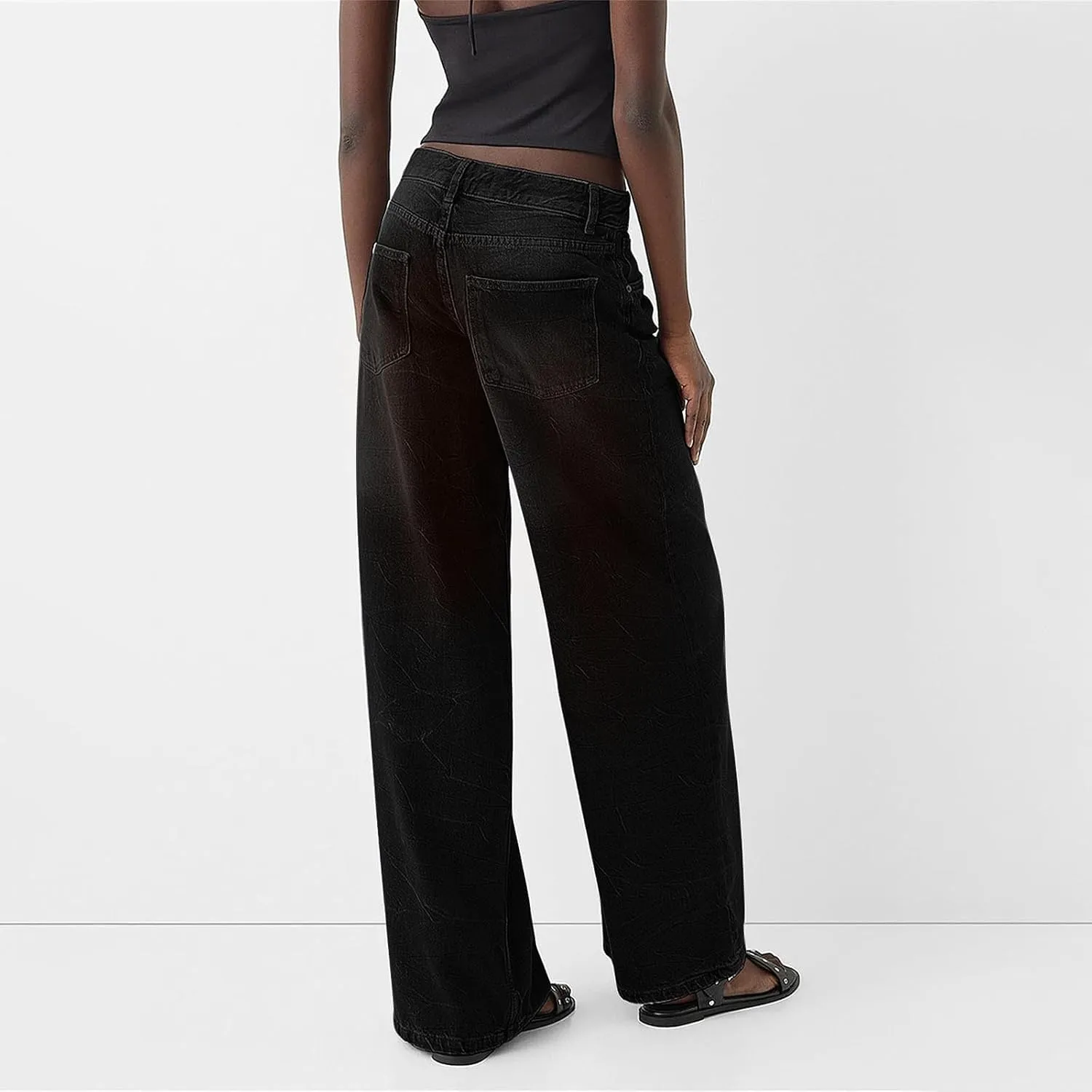 Sweatpant Jeans Boyfriend High Waited Baggy Wide Leg Jean Y2k Streetwear Retro Loose Fit Denim Pant with Pockets