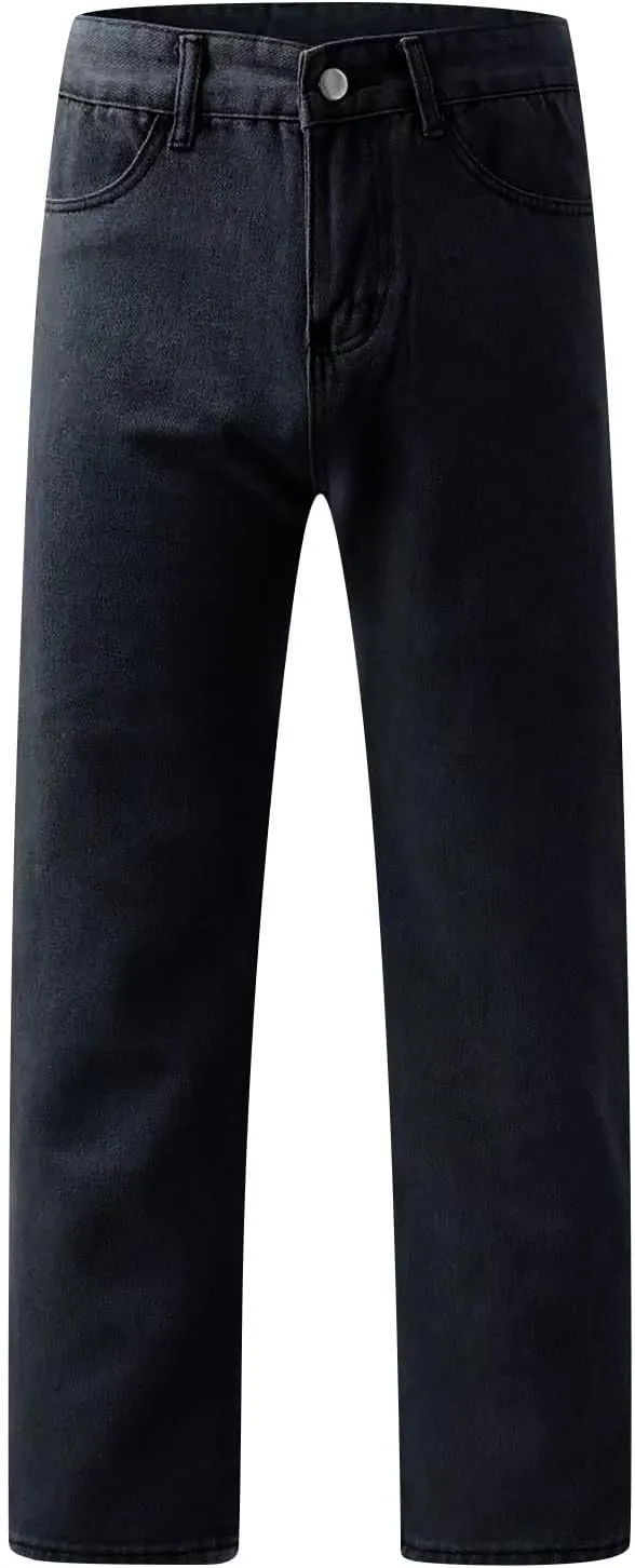 Sweatpant Jeans Boyfriend High Waited Baggy Wide Leg Jean Y2k Streetwear Retro Loose Fit Denim Pant with Pockets