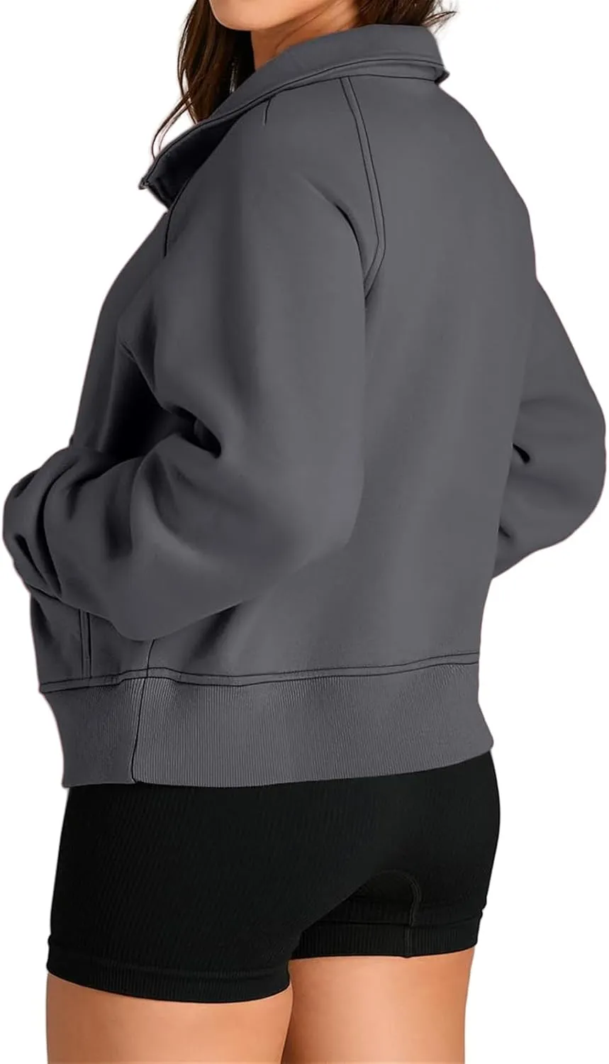 Sweatshirt for Womens Fall Fashion 2024 Half Zip Cropped Sweatshirt Pullover Fleece Quarter Zipper Hoodie Thumb Hole