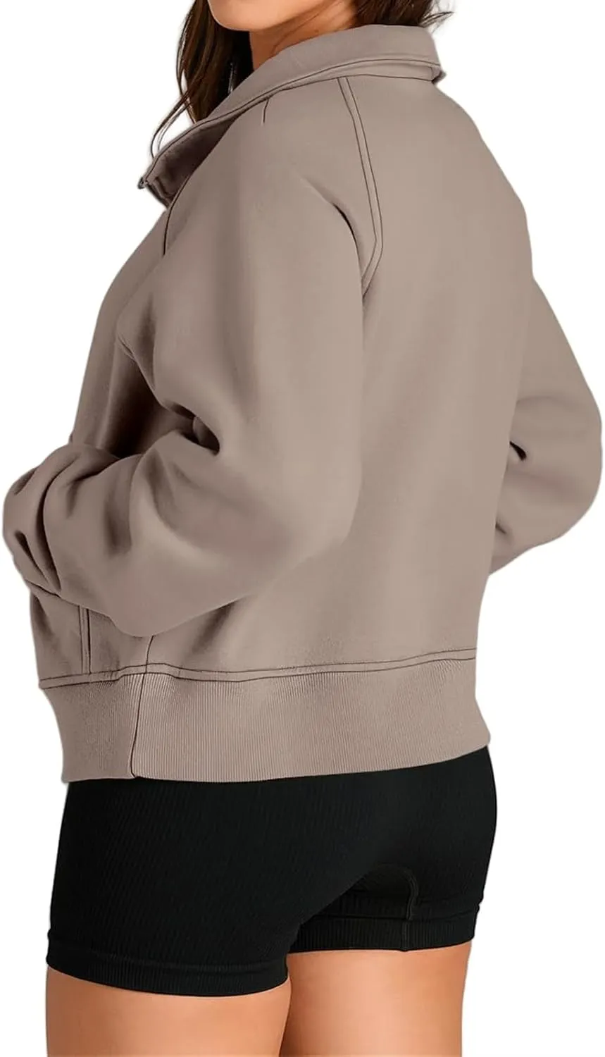 Sweatshirt for Womens Fall Fashion 2024 Half Zip Cropped Sweatshirt Pullover Fleece Quarter Zipper Hoodie Thumb Hole