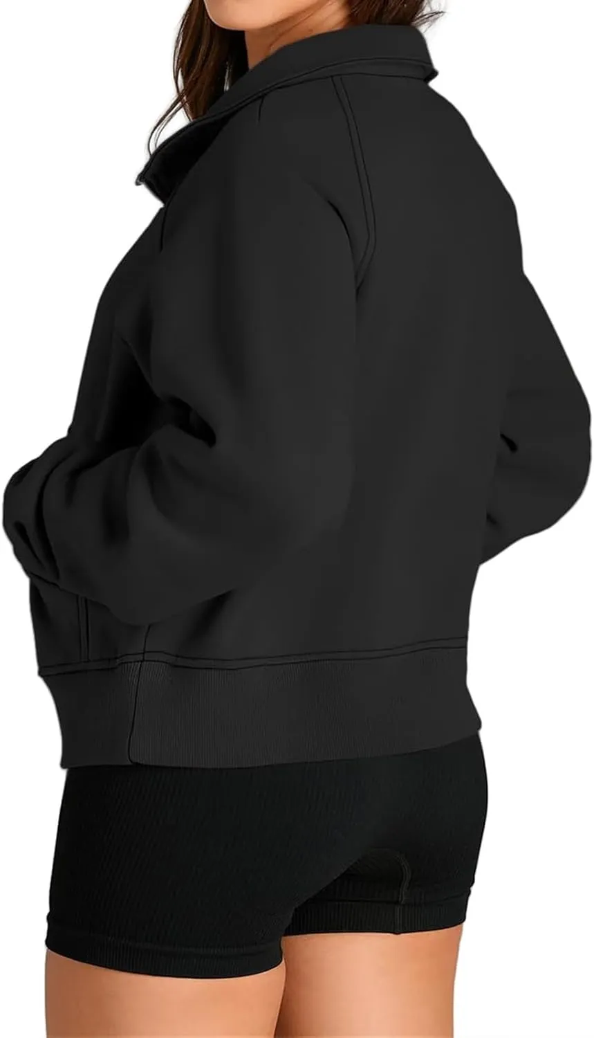Sweatshirt for Womens Fall Fashion 2024 Half Zip Cropped Sweatshirt Pullover Fleece Quarter Zipper Hoodie Thumb Hole