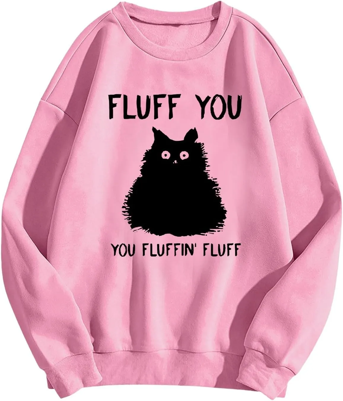 Sweatshirts for Women Loose Fit Funny Cat Print Graphic Hoodie Crew Neck Long Sleeve Oversized Hoodie Fall Trendy