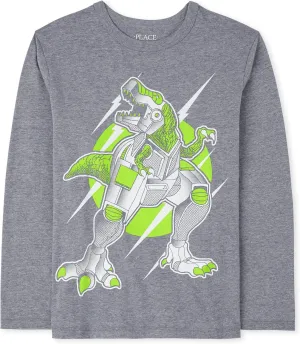 The Children's Place Boys' Dino Long Sleeve Graphic T-Shirts