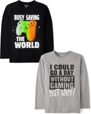 The Children's Place boys Gamer Long Sleeve Graphic T-shirts,multipacks