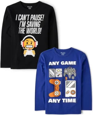 The Children's Place boys Gamer Long Sleeve Graphic T-shirts,multipacks
