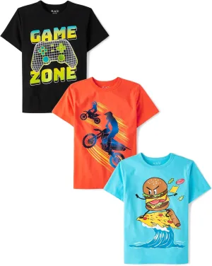 The Children's Place Boys' Gamer Short Sleeve Graphic T-Shirts, Multipack