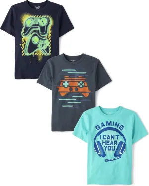 The Children's Place Boys' Gamer Short Sleeve Graphic T-Shirts, Multipack