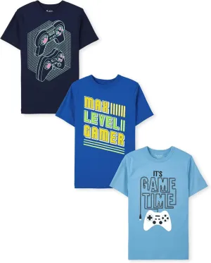 The Children's Place Boys' Gamer Short Sleeve Graphic T-Shirts, Multipack