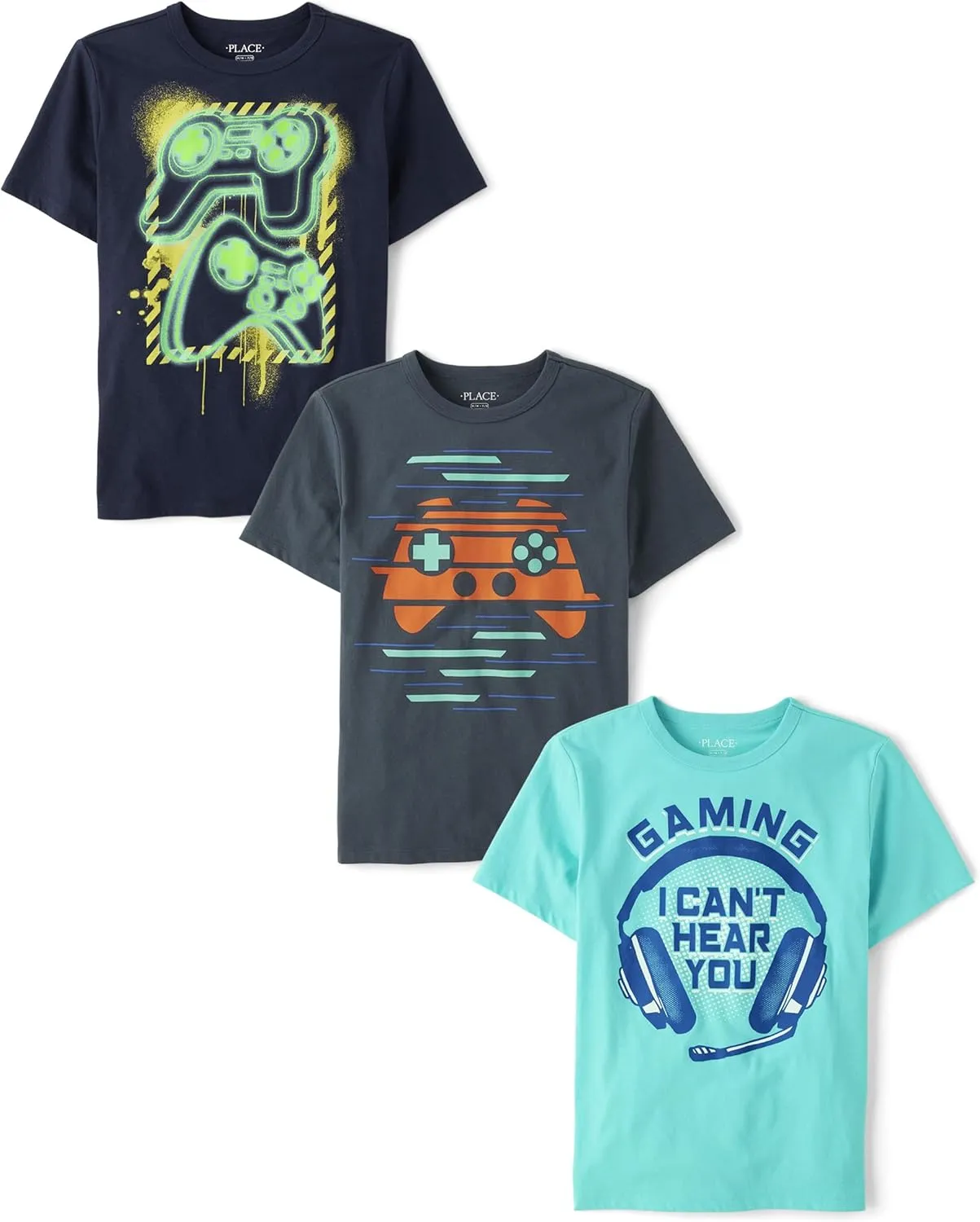 The Children's Place Boys' Gamer Short Sleeve Graphic T-Shirts, Multipack