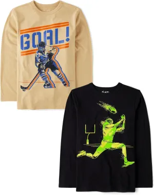 The Children's Place Boys' Sports Long Sleeve Graphic T-Shirts,multipacks