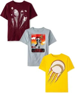 The Children's Place Boys' Sports Short Sleeve Graphic T-Shirts, Multipack