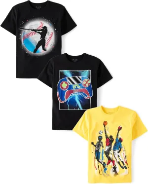 The Children's Place Boys' Sports Short Sleeve Graphic T-Shirts, Multipack