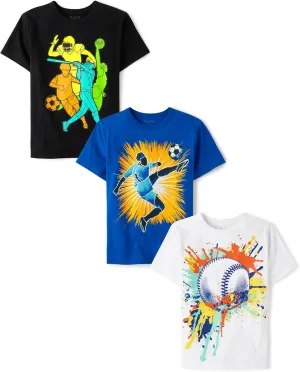 The Children's Place Boys' Sports Short Sleeve Graphic T-Shirts, Multipack