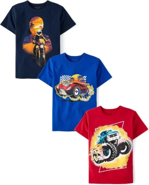 The Children's Place Boys' Vehicle Short Sleeve Graphic T-Shirts, Multipack