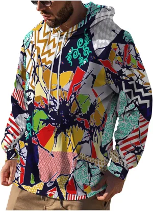 Tie Dye Hoodies For Men Novelty Hood Pullover Plus Size Printed Sweatshirts With Pocket Hoodies For Men Sweatshirt