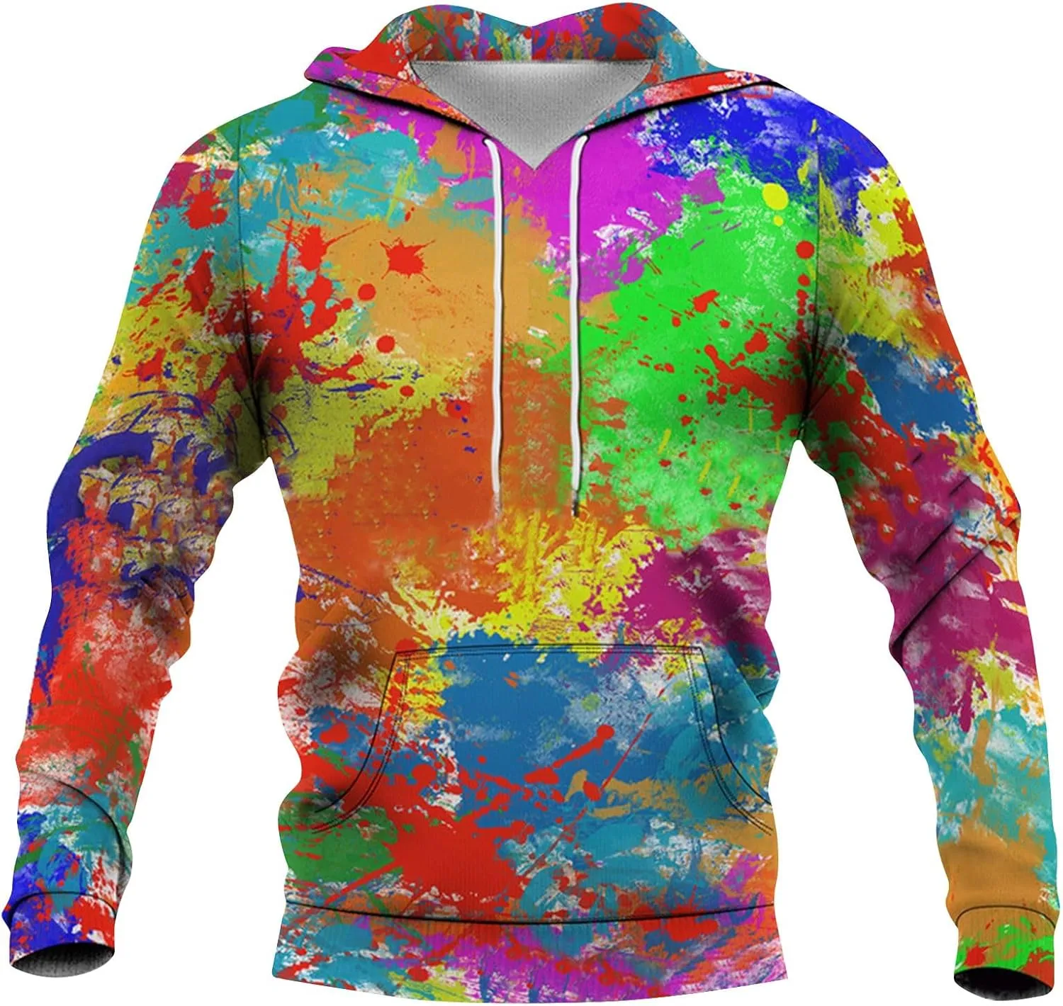 Tie Dye Hoodies For Men Novelty Hood Pullover Plus Size Printed Sweatshirts With Pocket Hoodies For Men Sweatshirt