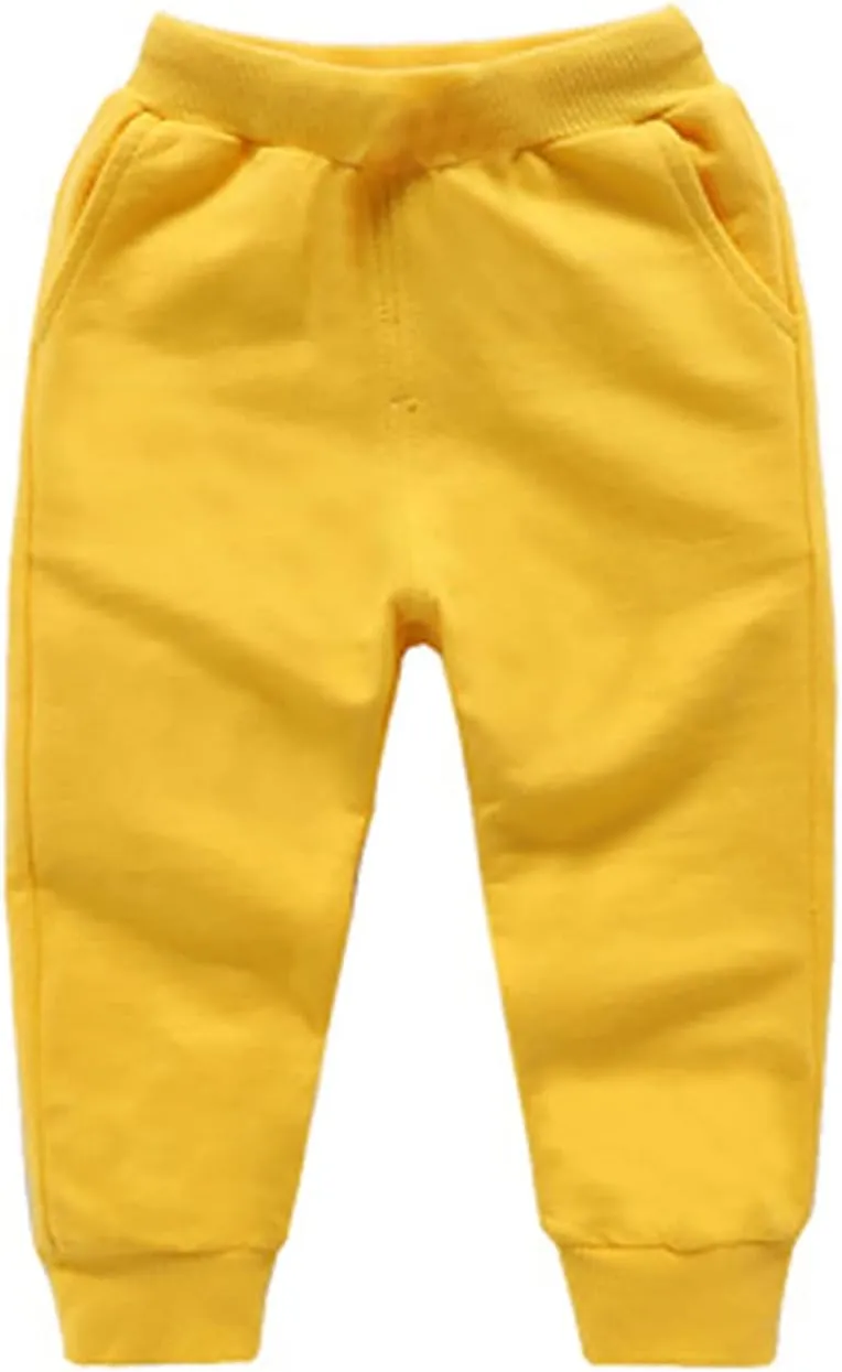 Toddler Boys Girls Jogger Sweatpants Baby Loose Fit Elastic Waist Casual Trousers Solid Color Relaxed Fit Joggers