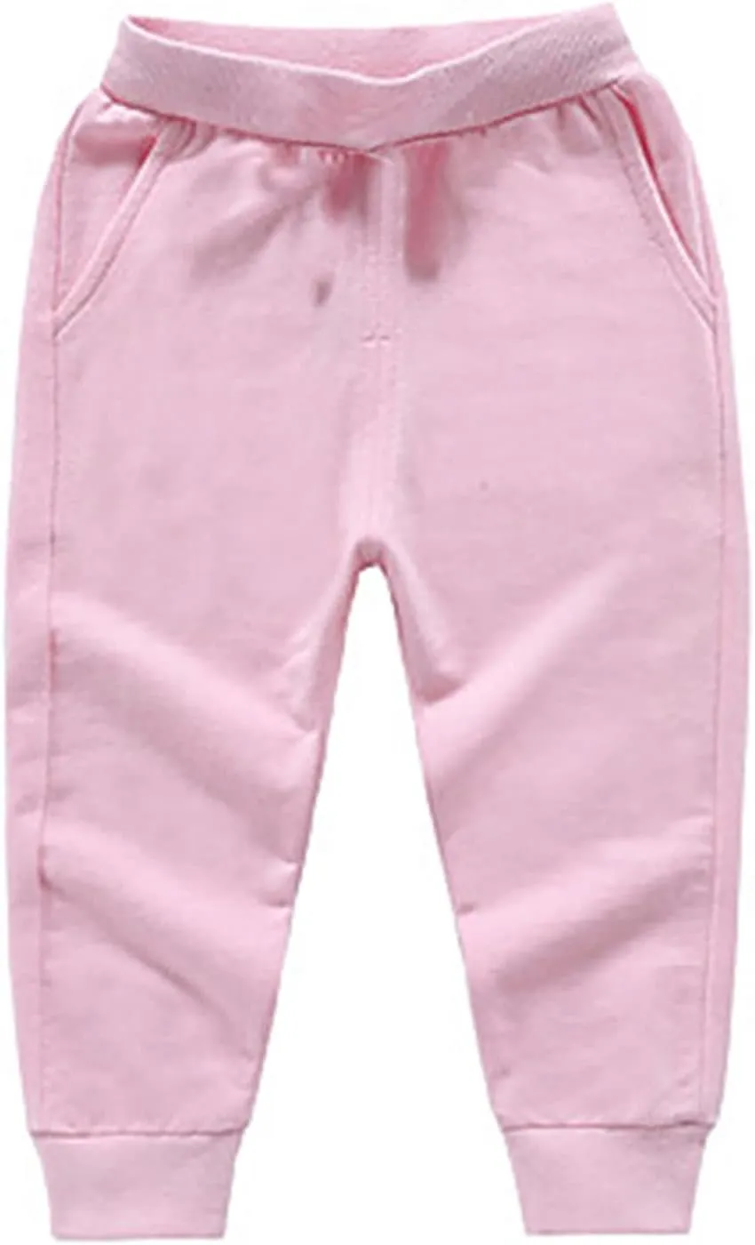 Toddler Boys Girls Jogger Sweatpants Baby Loose Fit Elastic Waist Casual Trousers Solid Color Relaxed Fit Joggers