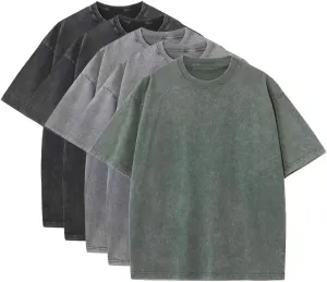 Unisex Acid Washed T-Shirts Vintage Oversized Tees Y2K Heavy Cotton Streetwear Casual Tops for Men Women