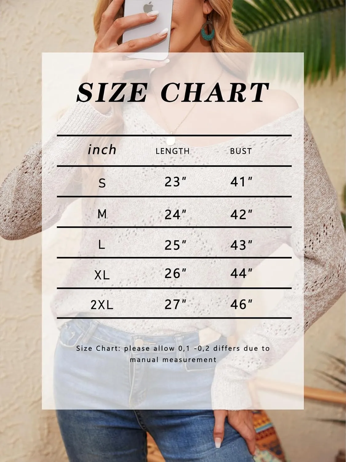 V Neck Sweaters for Women Lightweight Spring Tops Long Sleeve Crochet Sweater Hollow Out Knit Tops