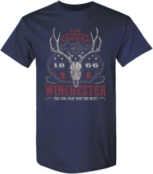 Winchester Official Western Flag Deer Skull Vintage Graphic T-Shirts for Men