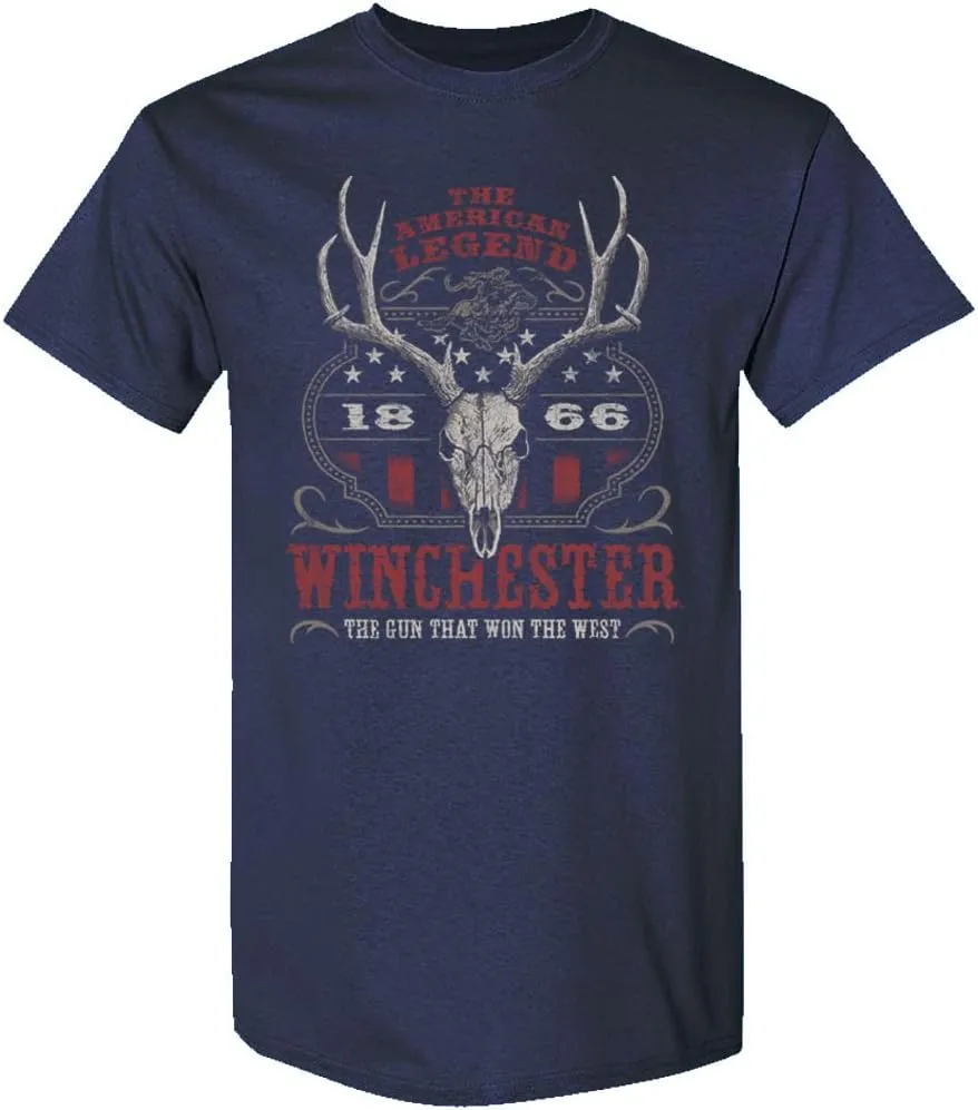 Winchester Official Western Flag Deer Skull Vintage Graphic T-Shirts for Men