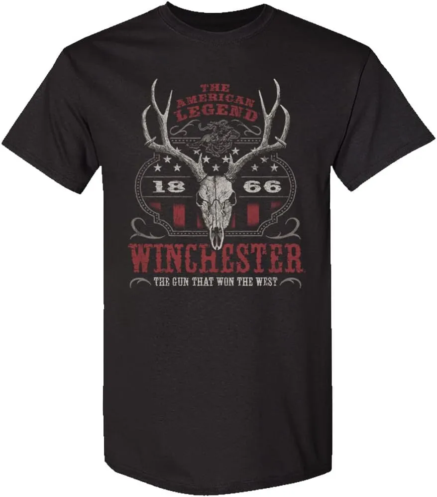 Winchester Official Western Flag Deer Skull Vintage Graphic T-Shirts for Men