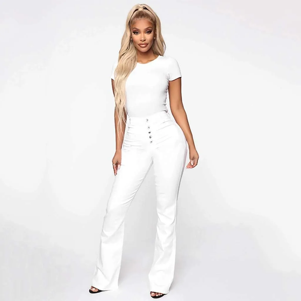 Woman Stretch Wide Straight Leg Jeans Trendy High Waisted Skinny Slim Fit Denim Pants 2025 Spring Fashion