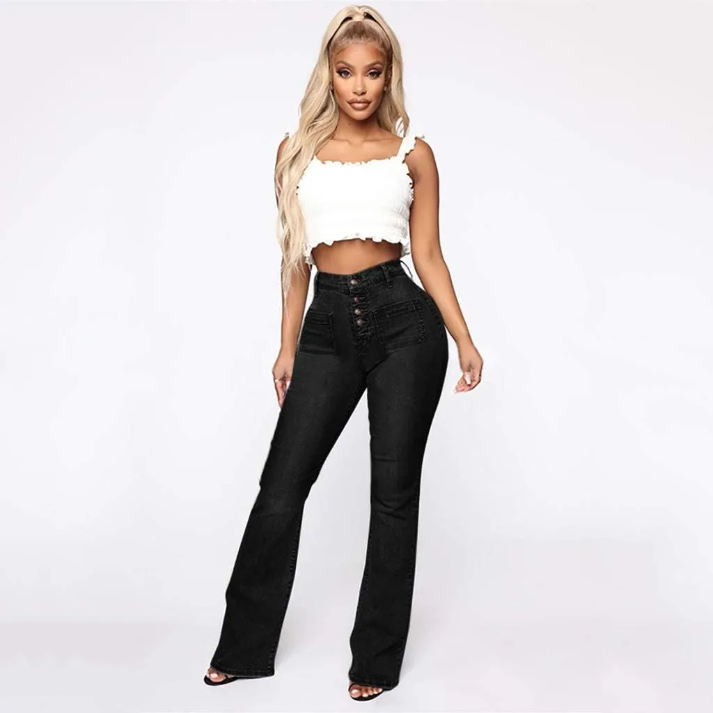 Woman Stretch Wide Straight Leg Jeans Trendy High Waisted Skinny Slim Fit Denim Pants 2025 Spring Fashion