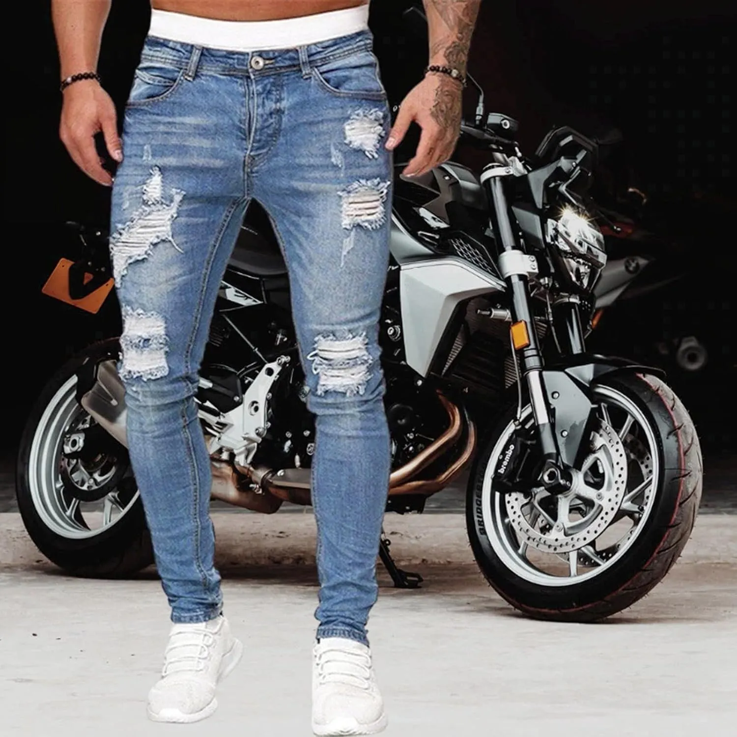 Women Jeans Jeans Frayed Holes Color Men Trousers Solid Washed Ripped Gradient Pants Boot Cut Pants for Women
