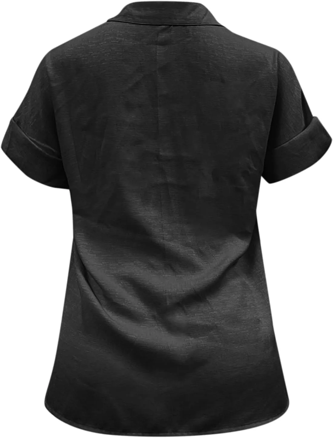 Women Linen Shirts V Neck Button Blouse Boho Dressy Tshirts Short Sleeve Loose Fit T Shirts