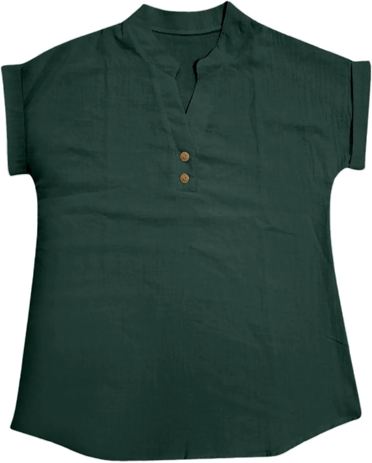Women Linen Shirts V Neck Button Blouses Bohemian 2024 Summer Tops Short Sleeve Loose Fit T-Shirts