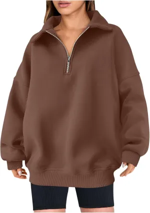 Women Oversized Hoodies Sweatshirt Half Zip Long Sleeve Fleece Pullover Top 2024 Fall Trendy Teen Girl Preppy Clothes