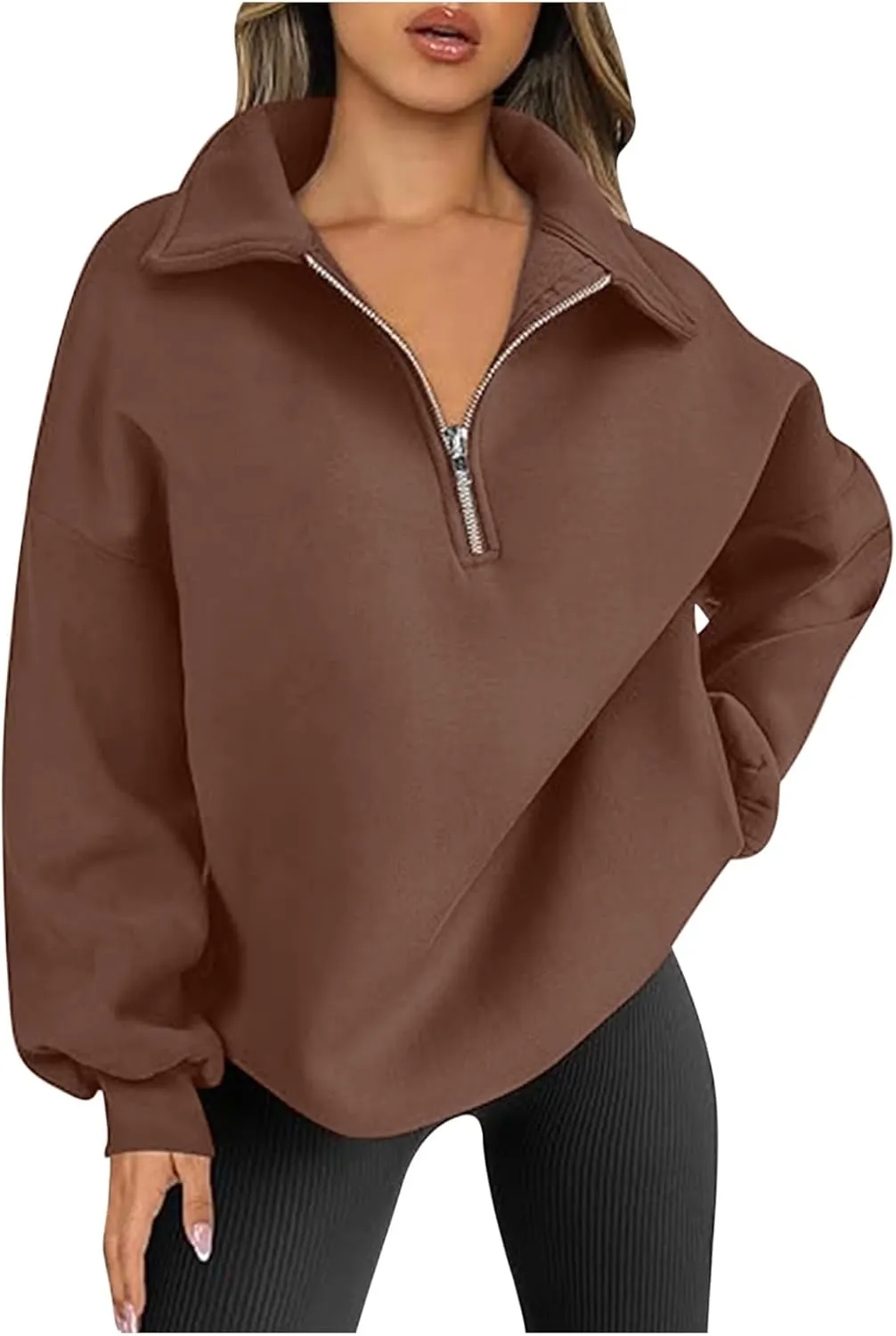 Women Oversized Hoodies Sweatshirt Half Zip Long Sleeve Fleece Pullover Top 2024 Fall Trendy Teen Girl Preppy Clothes