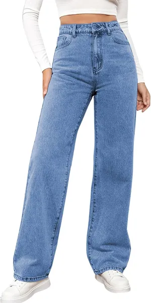 Women's Barrel Jeans High Waisted Casual Straight Leg Stretch Trendy Wide Leg Ankle Denim Pants Long Trousers 2024
