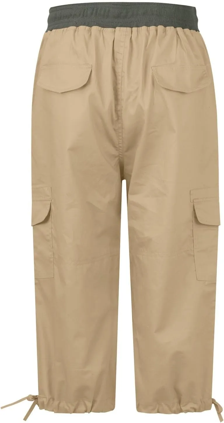 Womens Cargo Capris Drawstring Low Waisted Hiking Pants Casual Lightweight Summer Pants Cotton Joggers with Pockets