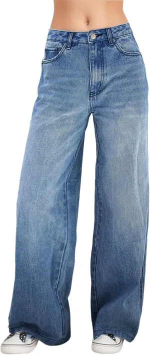 Womens Casual Barrel Jeans High Waisted Stretch 2025 Straight Wide Leg Denim Pant Bootcut Baggy Cropped Long Trousers